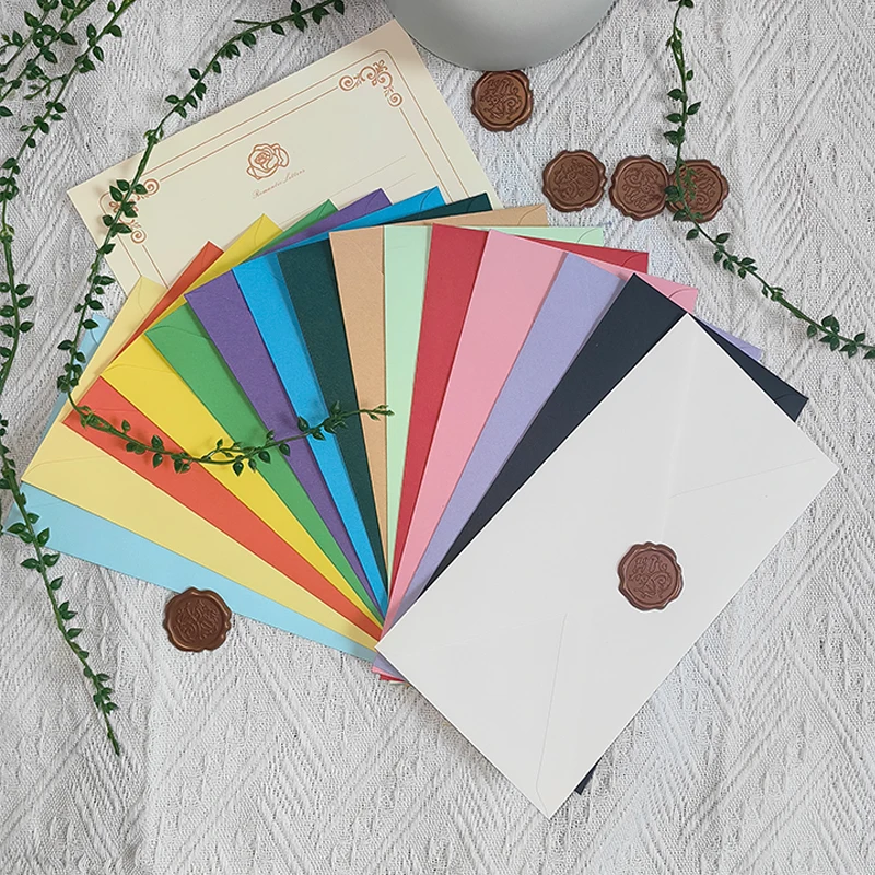 

50pcs 22x11cm Envelopes for Wedding High-grade 150g Kraft Paper Invitation Small Business Cards Stationery Supplies Storage Bag