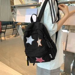 Corduroy Star Backpack Large Capacity for Women Book Bag Kawaii Knapsack Trendy School Bag for Outdoor Campus Travel