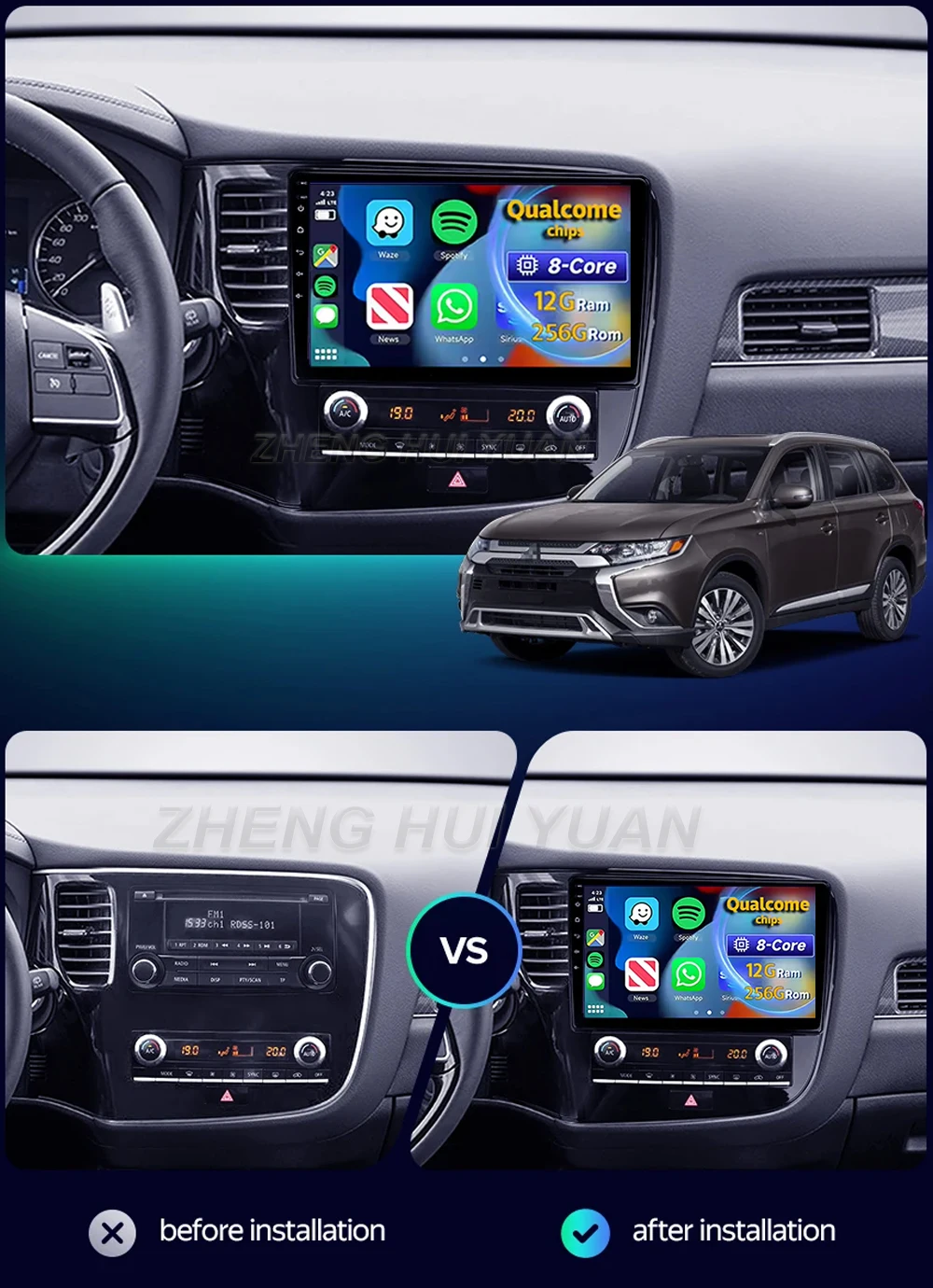 For Mitsubishi Outlander 3 III GF0W GG0W 2018 - 2021 Android 16 Car Radio Multimedia Player Android Auto Carplay Head Unit Navig