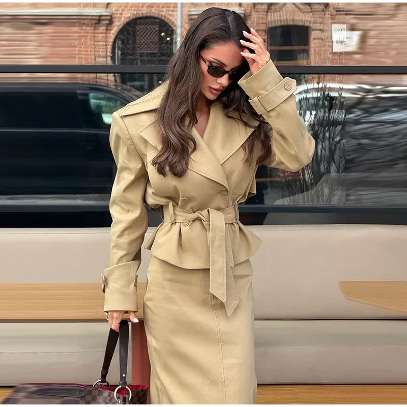 Solide Doppelreihige Jacke Damenanzüge Knöchellanger Rock Schlank Langarm Damen Frühling Herbst Casual Mode Damen-Sets 2026 – Detail 8