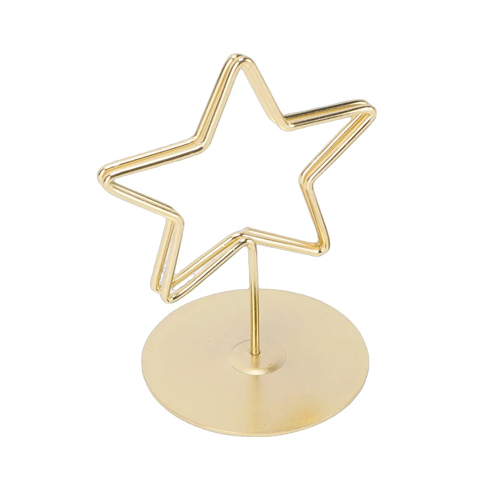 6 Pcs Metal Star Table Number Holder Star Shape Clamp Style Desktop Photo Holder Freestanding Metal Note Clip Birthday Party