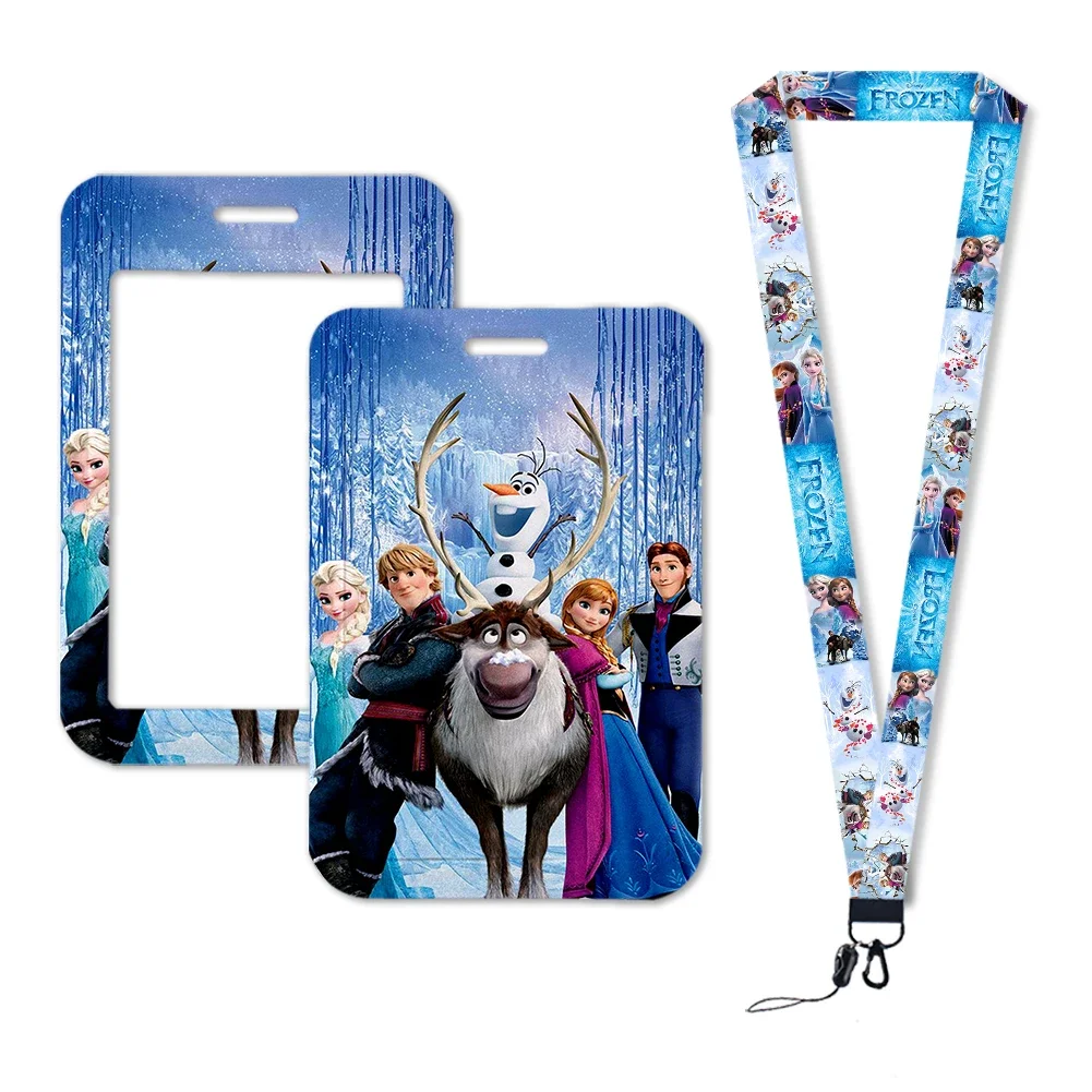 Disney-Frozen Lanyards para Keys, ID, Credit Card Cover, Pass, Mobile Phone Charm, Neck Straps, Badge Holder, Chain Accessories, Gifts