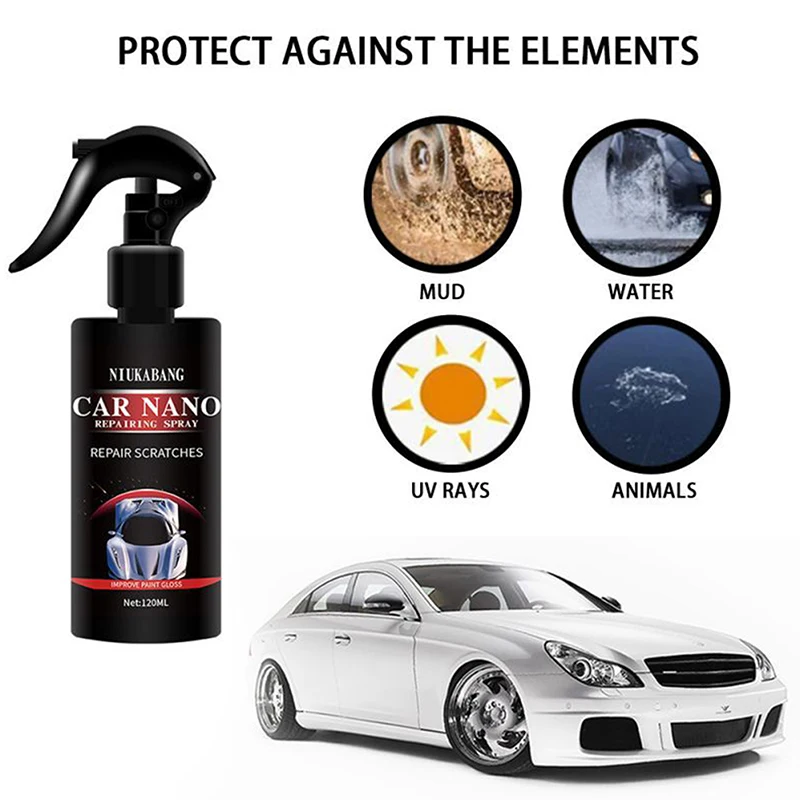 Spray de caractéristique de réparation de rayures de voiture, revêtement de polissage hydrophobe anti-rayures, déplacement de l'eau, avertissement de polissage, accessoires de voiture, 50 ml, 100ml