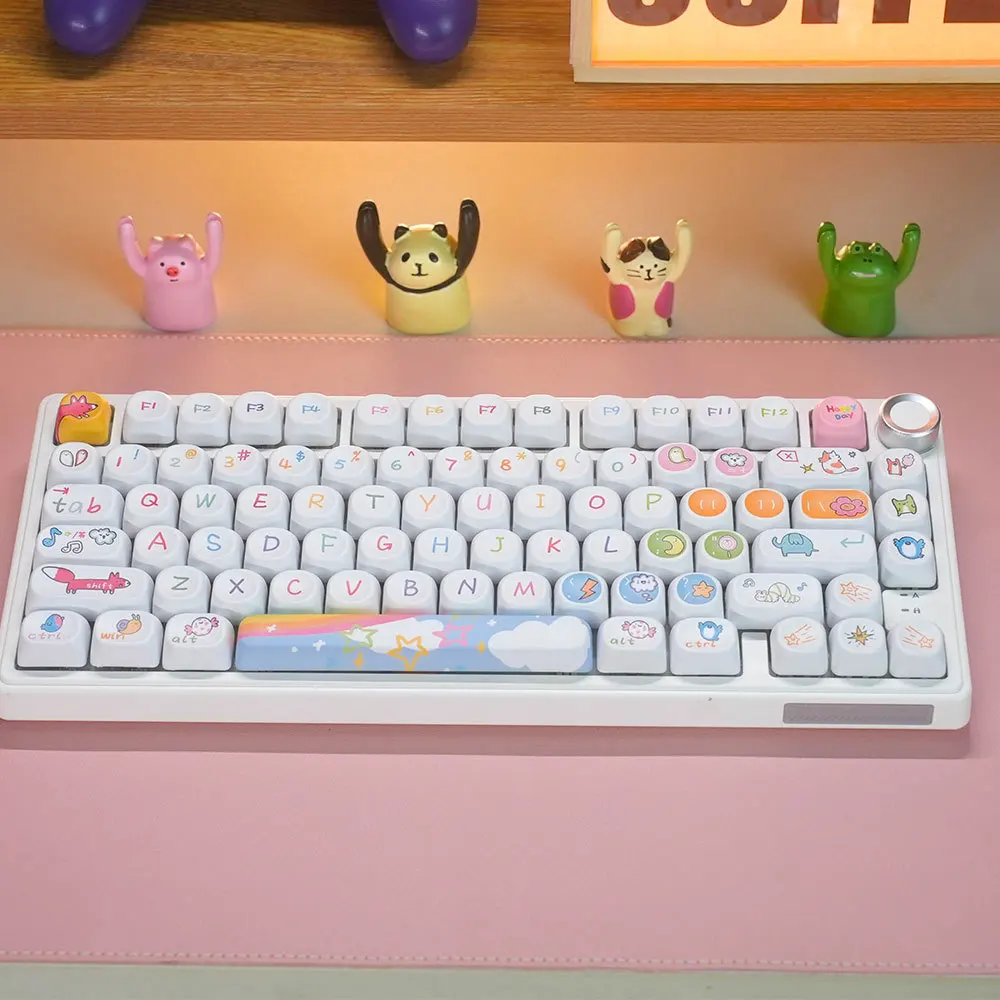 

Animal Party Cute Key Caps 141 Keys MOA Keycaps Full Thermal Sublimation Mechanical Keyboard Keycaps Customized Key Caps Gift