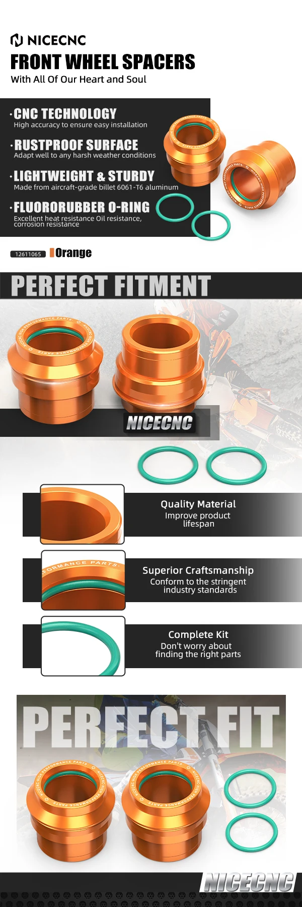 (EU-Lager) Für KTM EXC 300 22mm Vorder- und Hinterrad-Abstandshalter-Kit XCF-W 500 EXC-F 450 SX-F 350 XC-F250 XC-W 300 XC150 SX125 – Detail 2