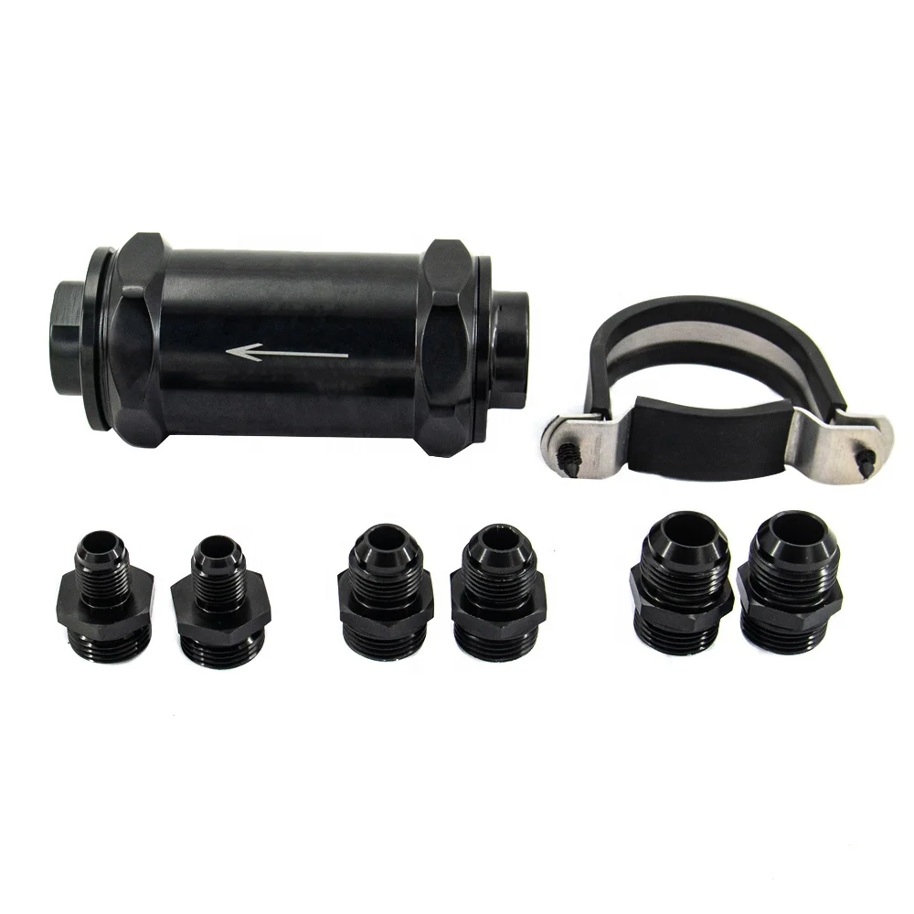 

New AN6/AN8/AN10 Black Inline Fuel Filter for E85 Ethanol 100 Micron Stainless Steel Element