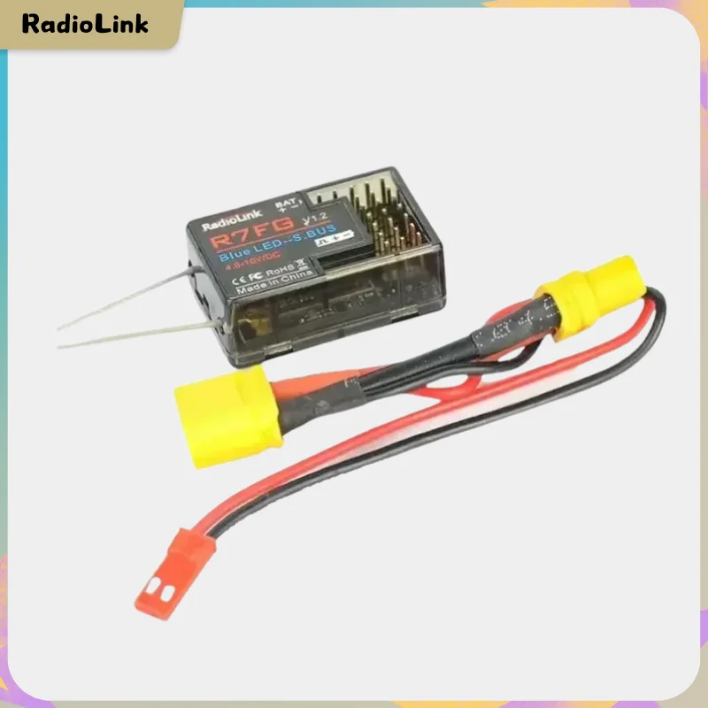 RadioLink R7FG 2.4GHz 7CH Dual Antenna Reciever High Voltage Integrated Gyro Version For Radiolinks RC6GS RC Transmitter