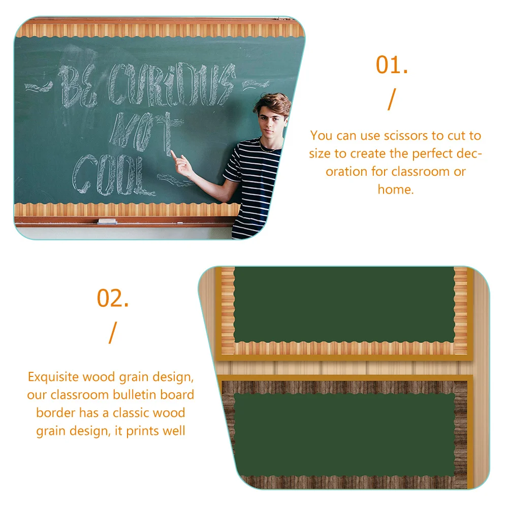 

Classroom Bulletin Board Stickers Pattern Border Decor Brown Coated Paper Plank Work