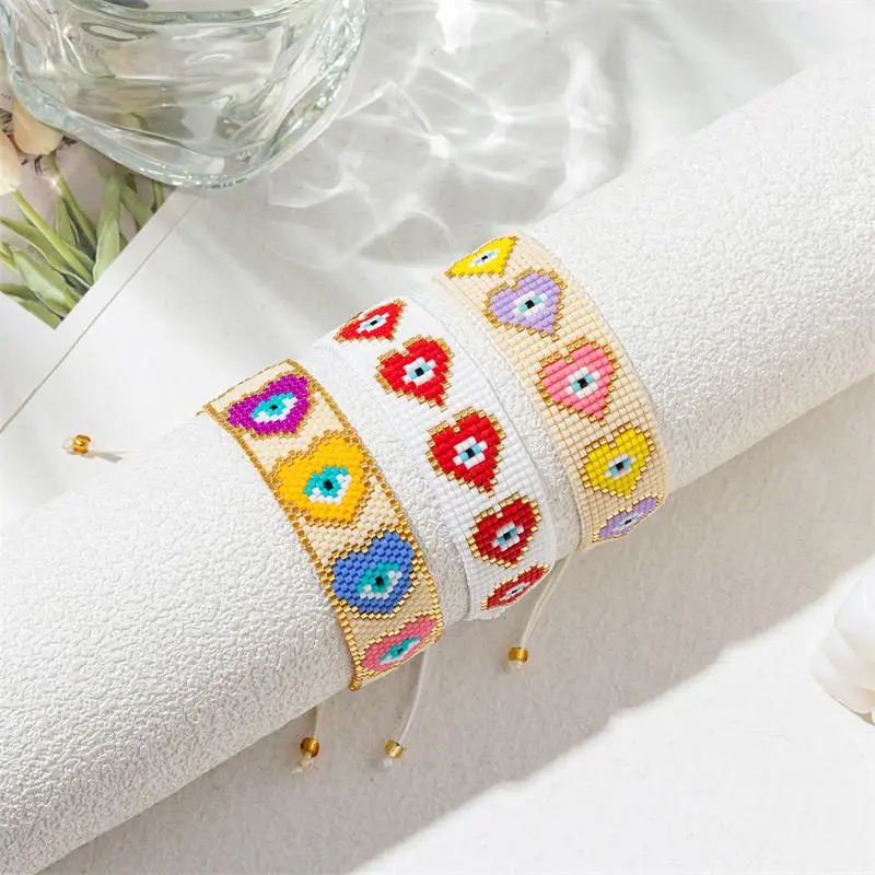 ZHONGVI Fashion Boho Bangles Adjustable Miyuki Bead Heart Bracelet For Women Exquisite Jewelry Mujer Pulseras Girlfriends Gifts