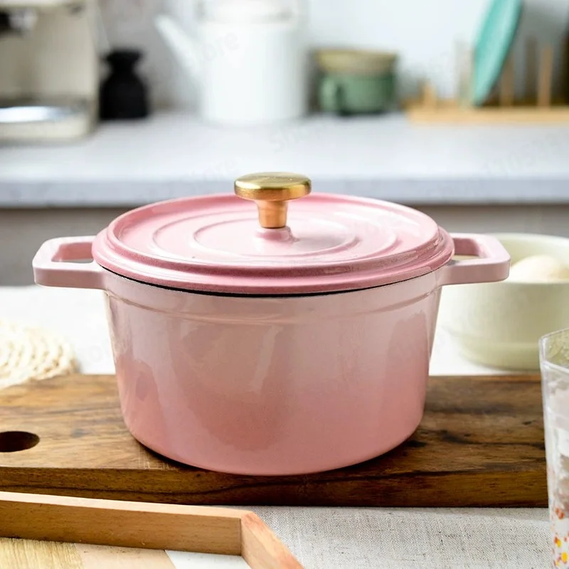Cast Iron Enamel Stew Pot Home Clay Pot Induction Cooker Soup Boiling Pot