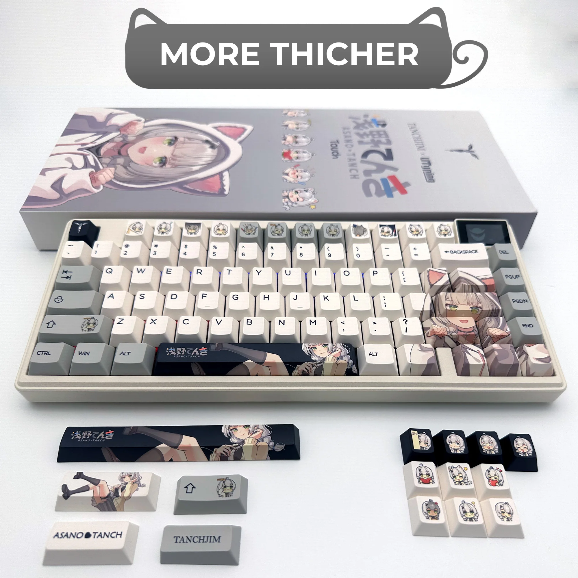 XVX Anime Keycaps Asano tanch Cherry Profile Dye Sub Keycaps PBT 167 Keys Cute Key Cap Set for Gaming Mechanical Keyboard