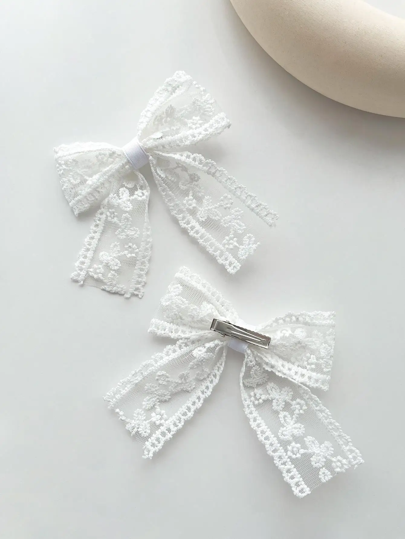 2pcs/set Ladies\' fashionable, simple, sweet and cute lace bow versatile hair accessory hair clip