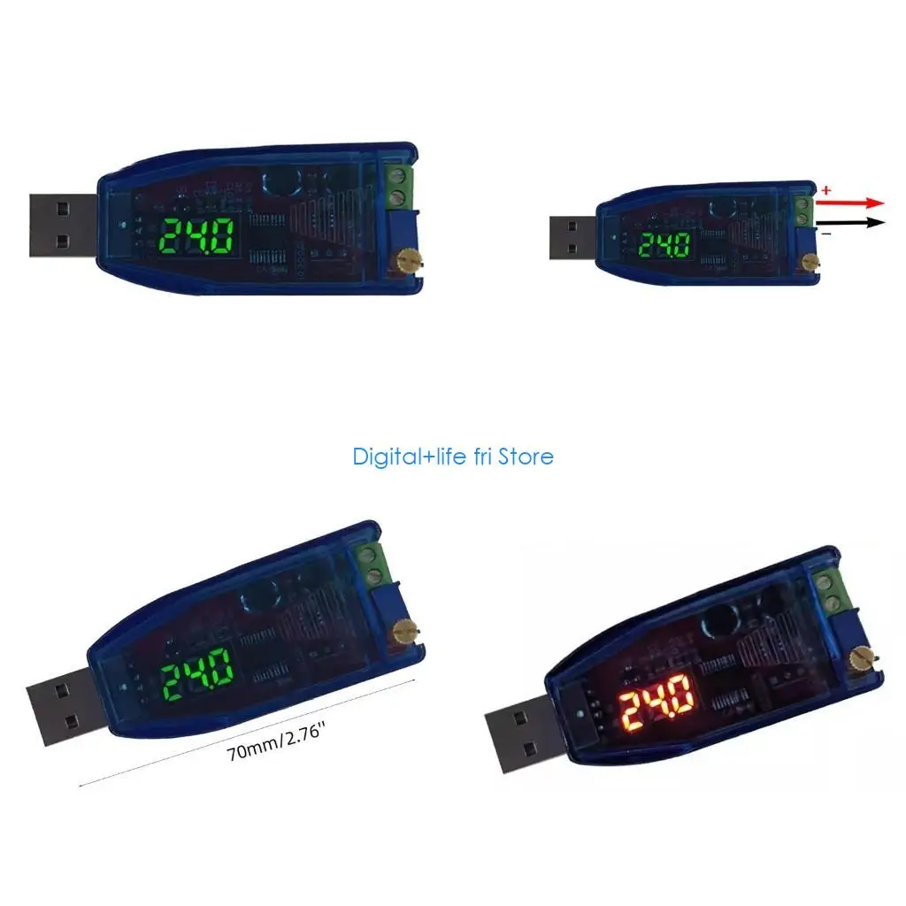 E06D Adjustable USB 5V to 1V~24V Step Up/Step Down Adapter for Clocks, Thermometers