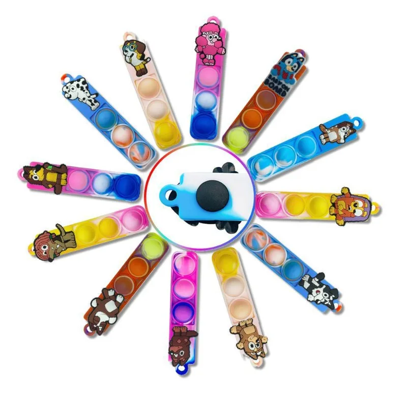 

Новый милый мультфильм, хит продаж, серия Bluey, силиконовый круглый длинный кулон с пузырьками, цветная игрушка-сумка, брелок