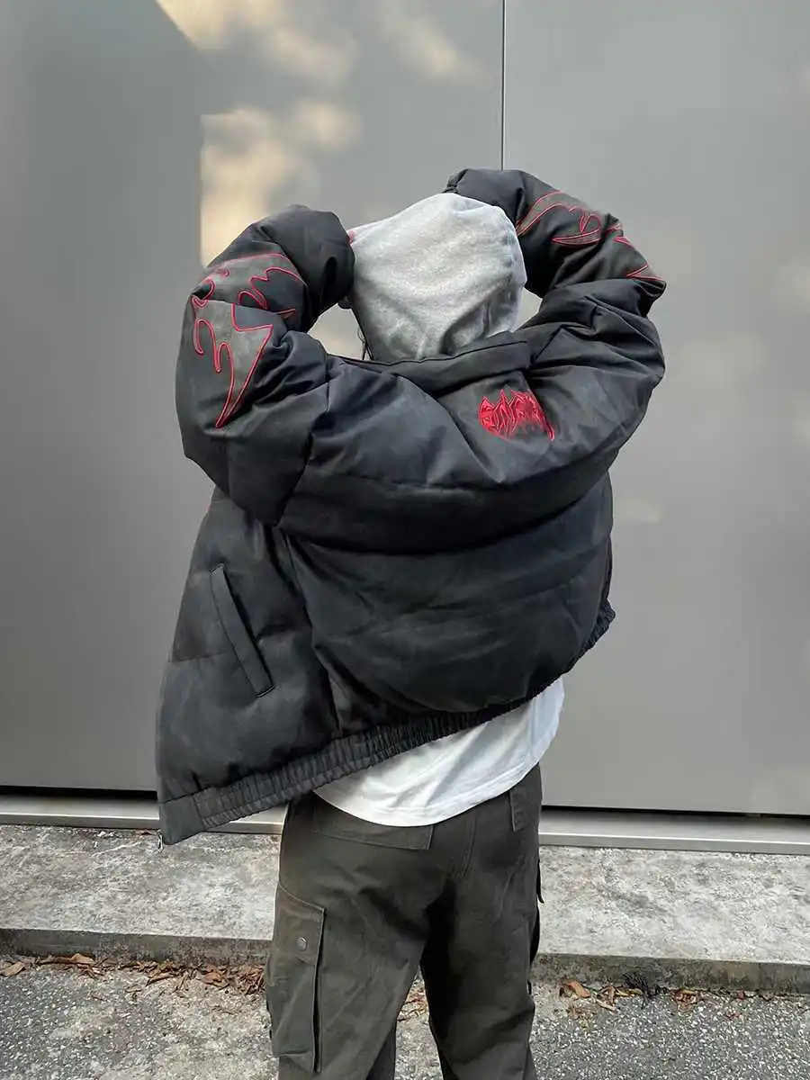 رسالة التطريز ملابس الشتاء النساء الشارع الهيب هوب خمر الشتاء سترة النساء الملابس فضفاضة معطف الشتاء غير رسمي النساء بلايز #3