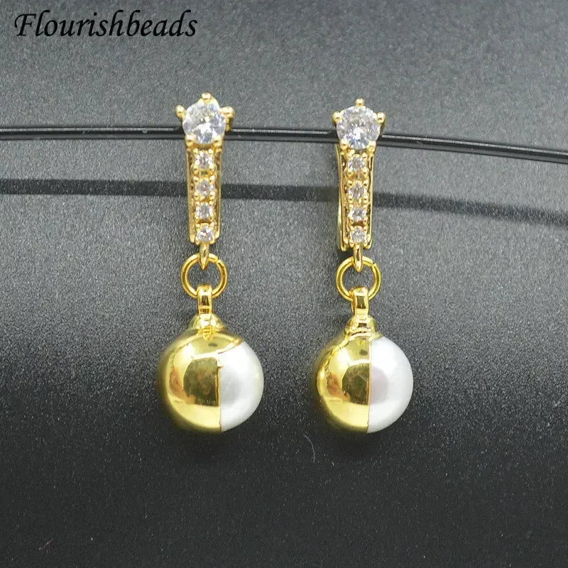 Popular Style Nickle Free Color Remain Big CZ Paved Shvenzy Earring Clasps Jewelry Findings 30pc Per Lot