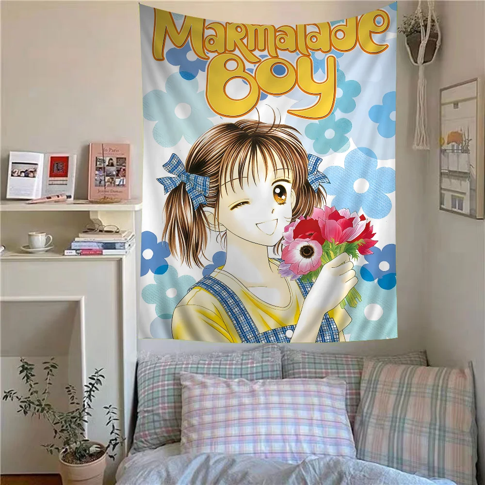 Anime Marmalade Boy Classic Vintage Anime Tapestry Hippie Flower Wall Carpets Dorm Decor Cheap Hippie Wall Hanging