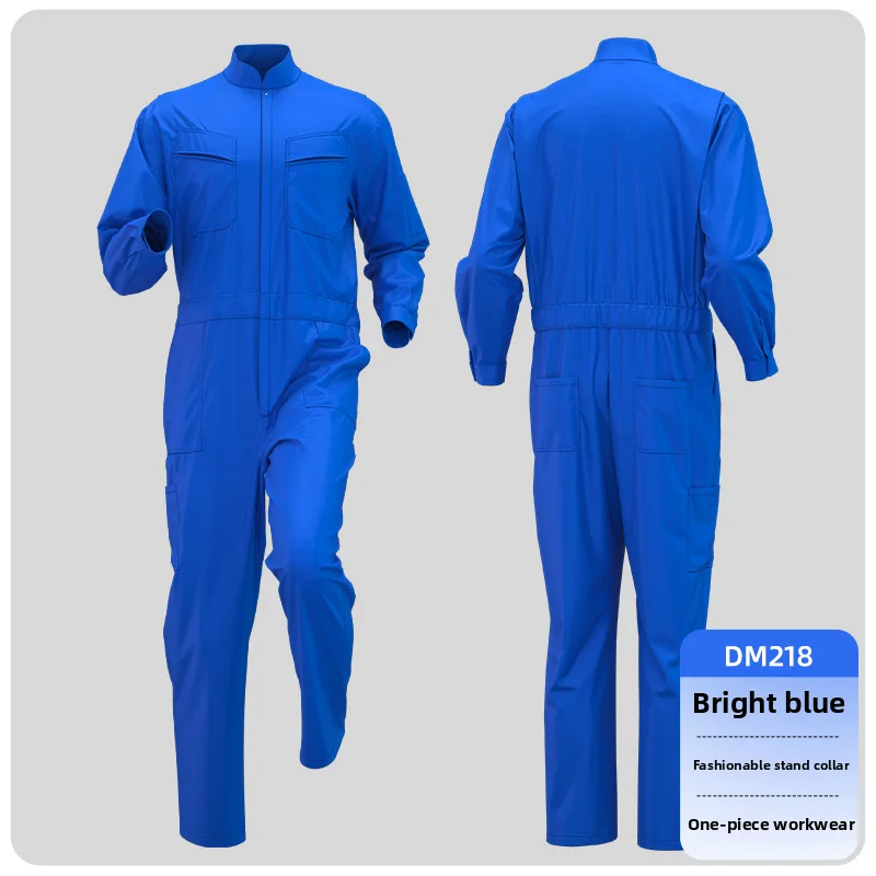 Men's Jumpsuit Solid Color Stand Up Collar Workwear Jumpsuit Repair Workshop Factory Labor Protection Clothing
