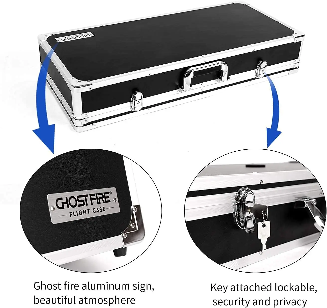 Ghost Fire 27.5x11.6x4.2in Aluminium Flight Case Guitar Multi Effect Pedal Board Case for Guitar Effect Pedals