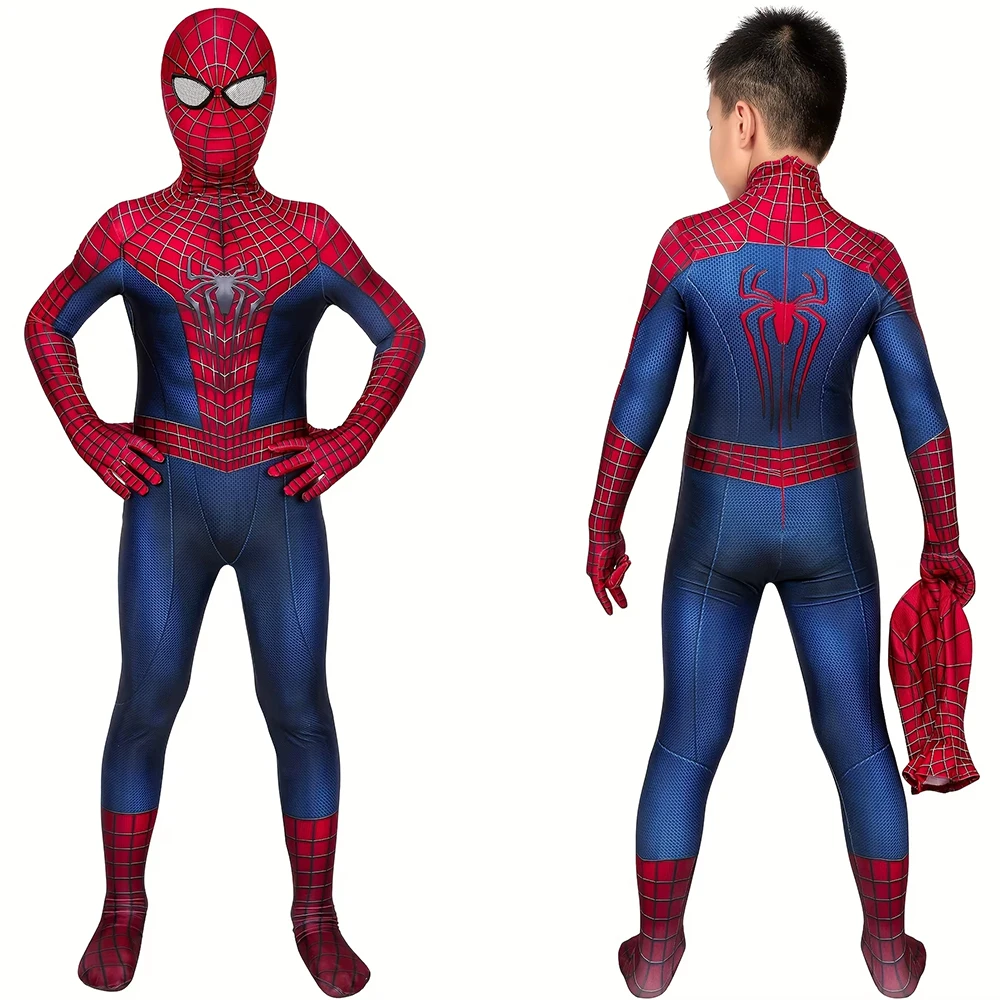 Disfraz de Spiderman TASM 2, Traje Zentai de Spiderman, Disfraz de Superhéroe con Cierre en la Entrepierna, Disfraces de Halloween