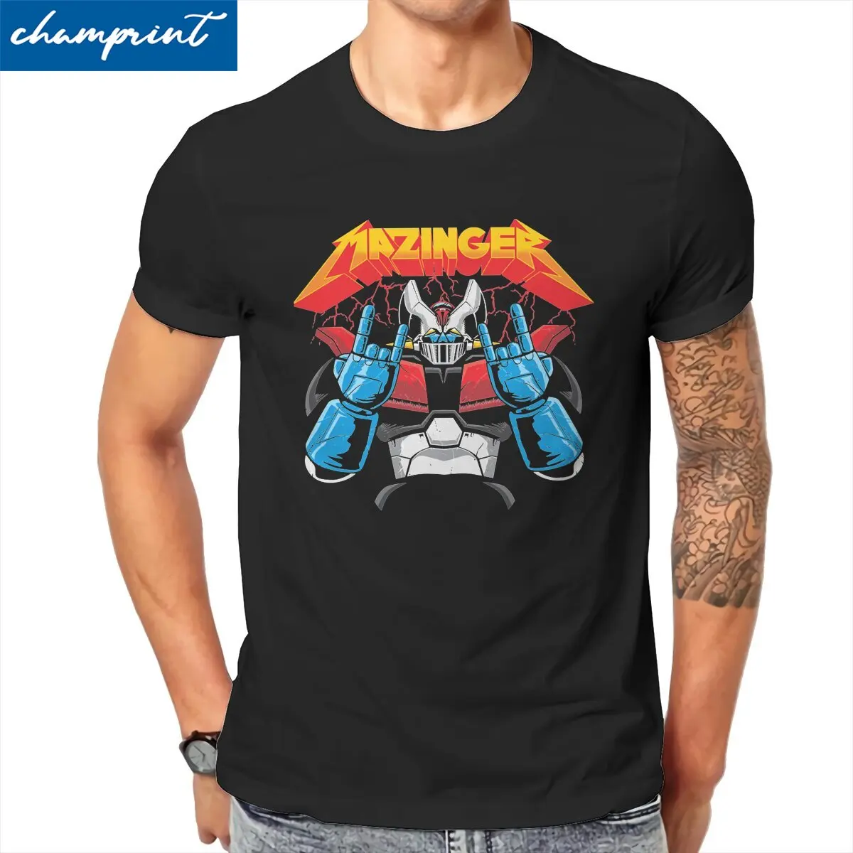 UFO Robot Grendizer T Shirt for Men 100% Cotton Novelty T-Shirt Goldorak Actarus Mazinger Z Tee Shirt Short Sleeve Clothes Adult