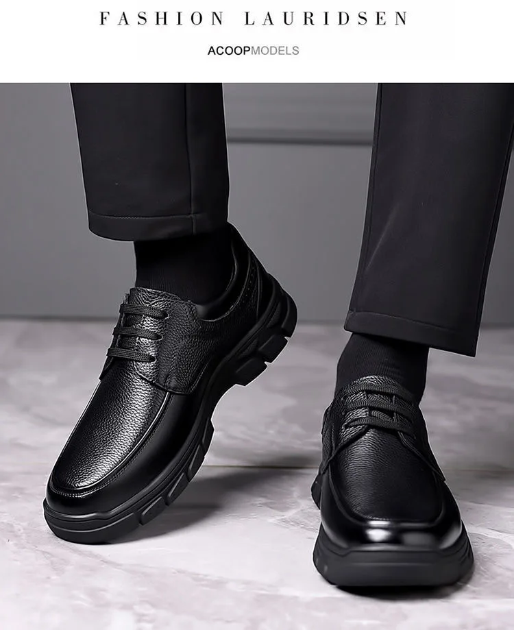 Herren Business-Schuhe mit weicher Sohle, rutschfest, strapazierfähig, Schnürschuhe aus Leder im britischen Stil, lässige, trendige Vater-Schuhe – Detail 17