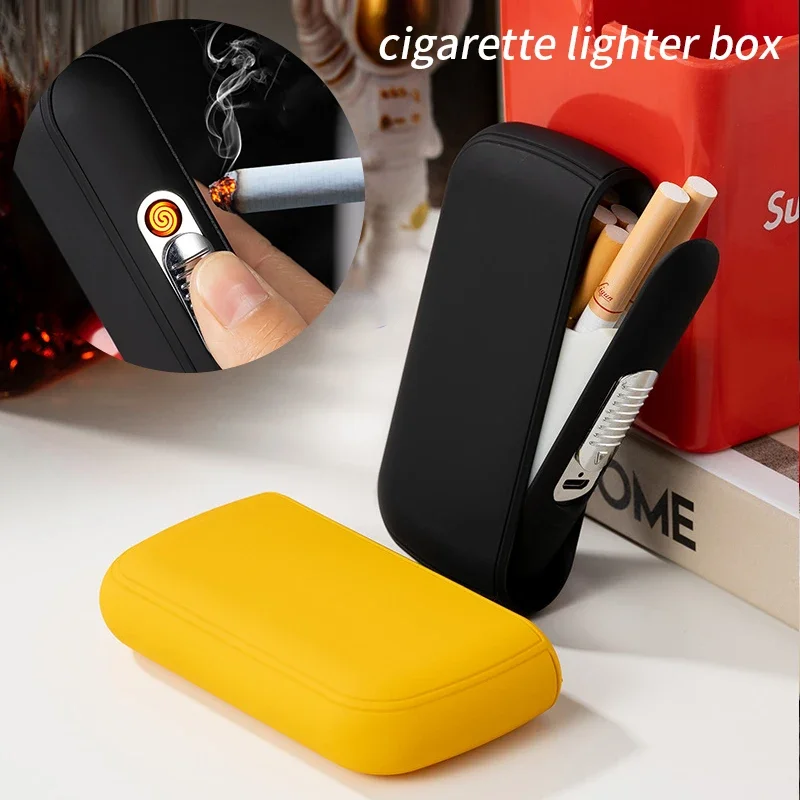 Newest Compact Portable 2-in-1 Multifunctional USB Cigarette Lighter Rechargeable Lighter 10 Cigarette Box Men's Smoking Tools