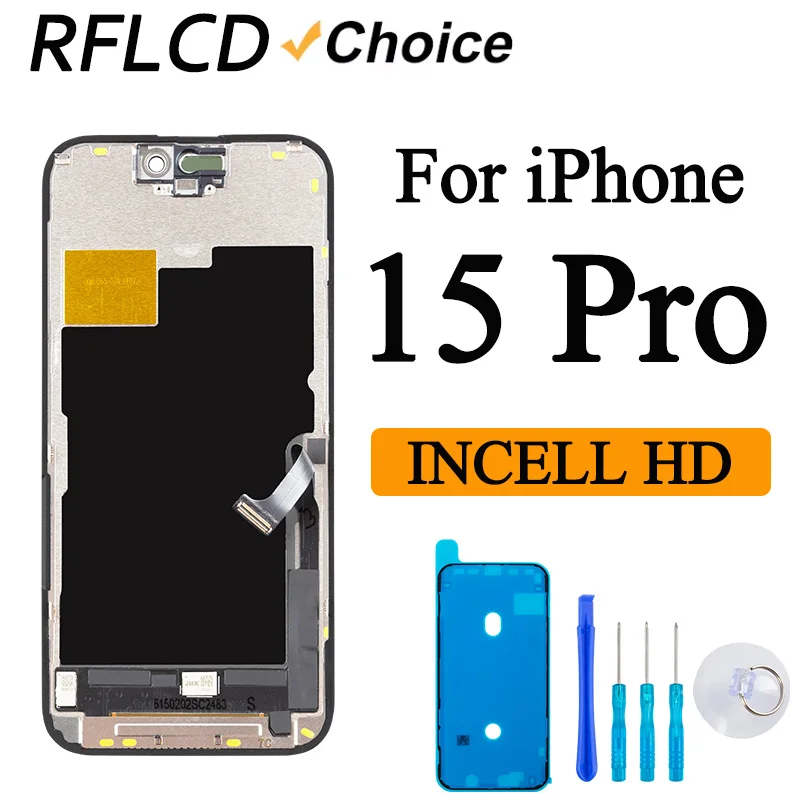 RFLCD INCELL آيفون 15 برو شاشة الكريستال السائل مجموعة المحولات الرقمية لشاشة تعمل بلمس ل 15 برو LCD مع رقاقة نقل صحيح لهجة #1