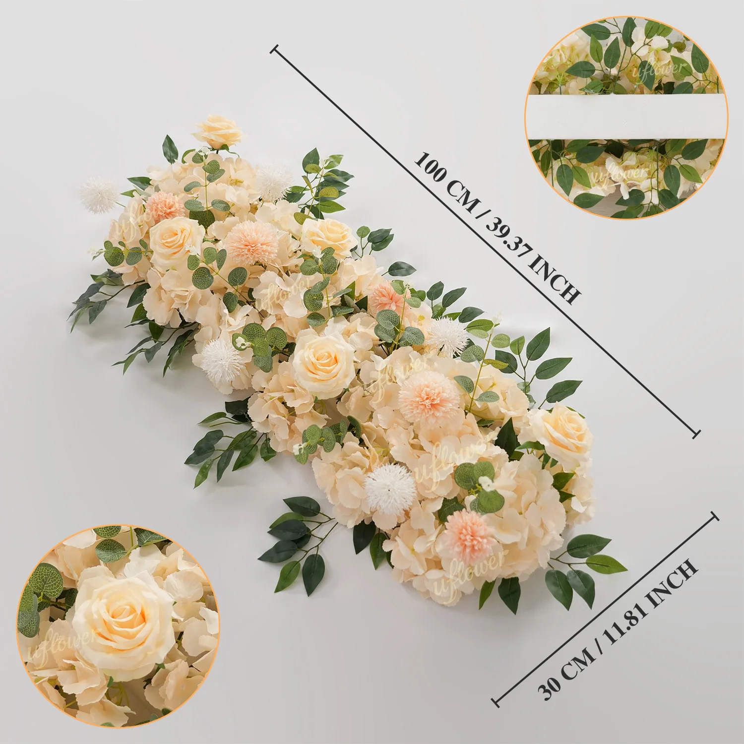 Uflower 50/100cm Artificial Rose Peony Flower Row Wedding Backdrop Arch Decor Party Stage Table Centerpiece Floral Arrangement image 3