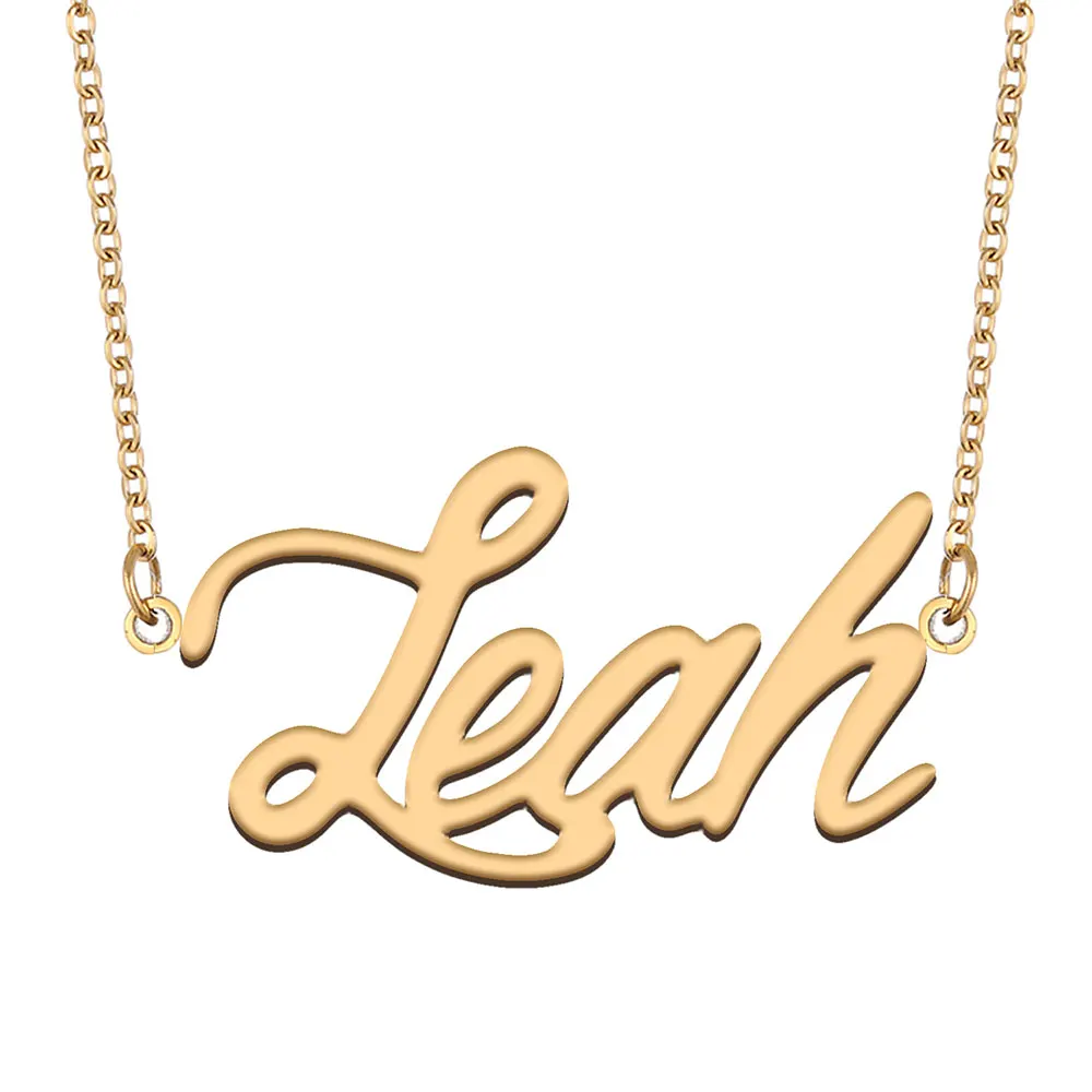 

Leah Name Necklace for Women Stainless Steel Jewelry Gold Color Nameplate Pendant Collares Para Mujer Letters Choker