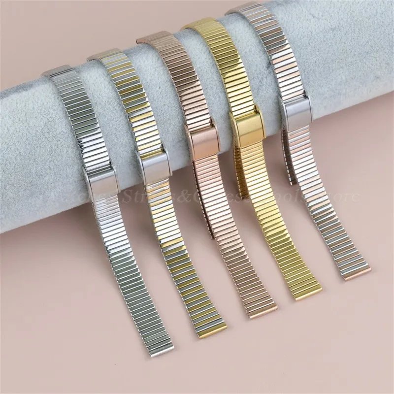 Stainless Steel Metal Watch Strap Watchband 10mm 12mm 14mm 16mm For Women Men Universal Replacement Bracelet With Safety Buckle