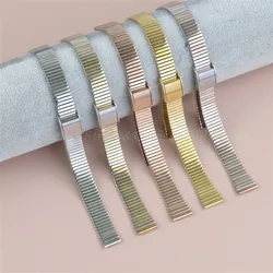 Stainless Steel Metal Watch Strap Watchband 10mm 12mm 14mm 16mm For Women Men Universal Replacement Bracelet With Safety Buckle