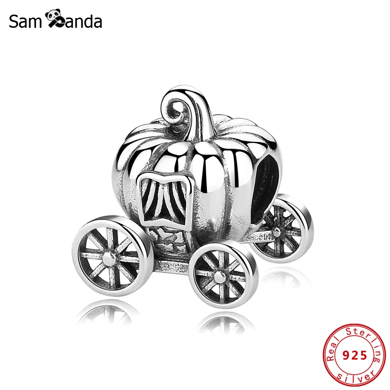 

925 Sterling Silver Bead Charm Fit Pandora Bracelets Pumpkin Carriage Charms Halloween Gift DIY Women Diy Jewelry