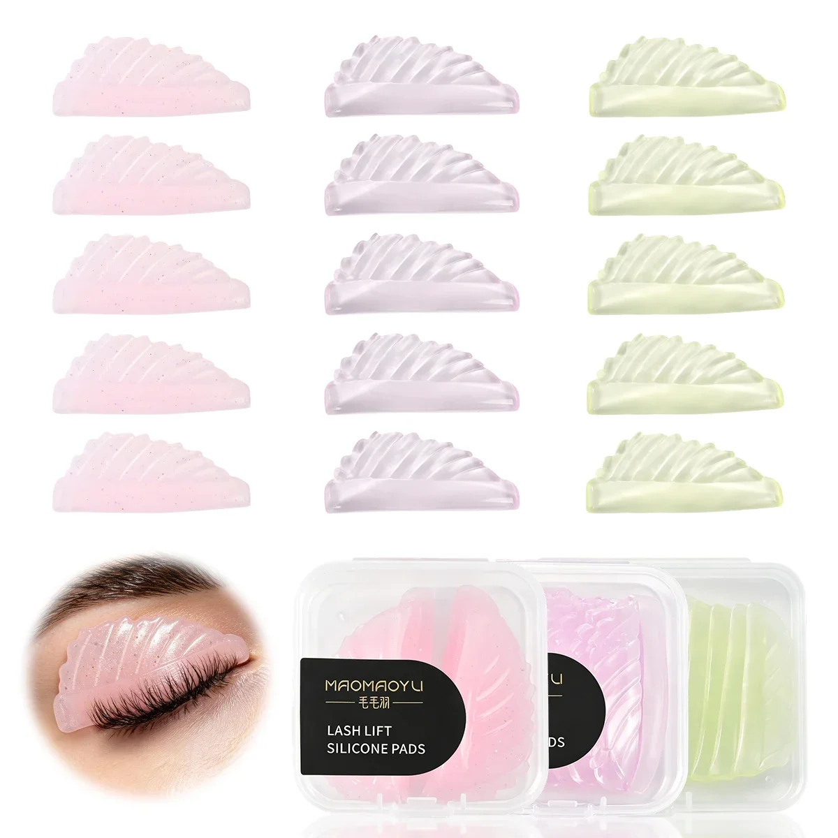 Lash Lift Pads 10 Pcs/5 Size Shell  Lash Lift Rods Reusable Silicon Lash Lift Shields DIY Use at Home or Salon Eyelash Lift Tool