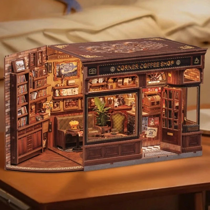 CUTEBEE Book Nook Kit ثلاثية الأبعاد لتقوم بها بنفسك دمية مع مصباح ليد رف الكتب إدراج شارع متجر سلسلة نموذج مصغر لديكور المنزل الطرف
