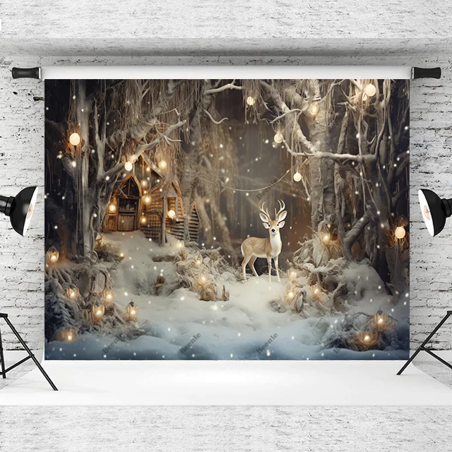 Beenle fotografia sfondo inverno natale neve finestra albero di natale regali bambini famiglia ritratto Decor sfondo Studio fotografico