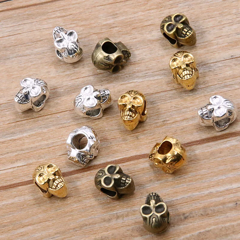 10Pcs 3 Color 8X12MM Double Sided Skull Big Hole Bead Halloween Animal Charms For DIY Necklace Bracelets Jewelry Handmade Making