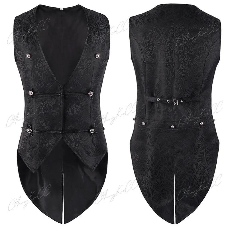 

Renaissance Medieval Noble Waistoat Slim fit Cosplay Gothic Swallowtail Jacket Vest Victorian Jacquard Tailcoat Party Costume