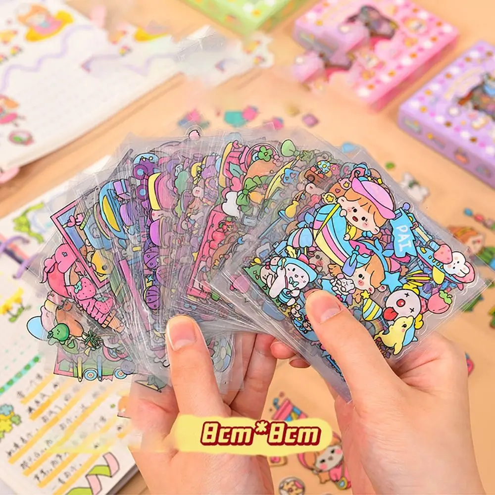 10/20/50Pcs Transparent Waterproof Cartoon Stickers Cute Cartoon Patterns Notebook Decoration Scrapbook Water Bottle Sticker