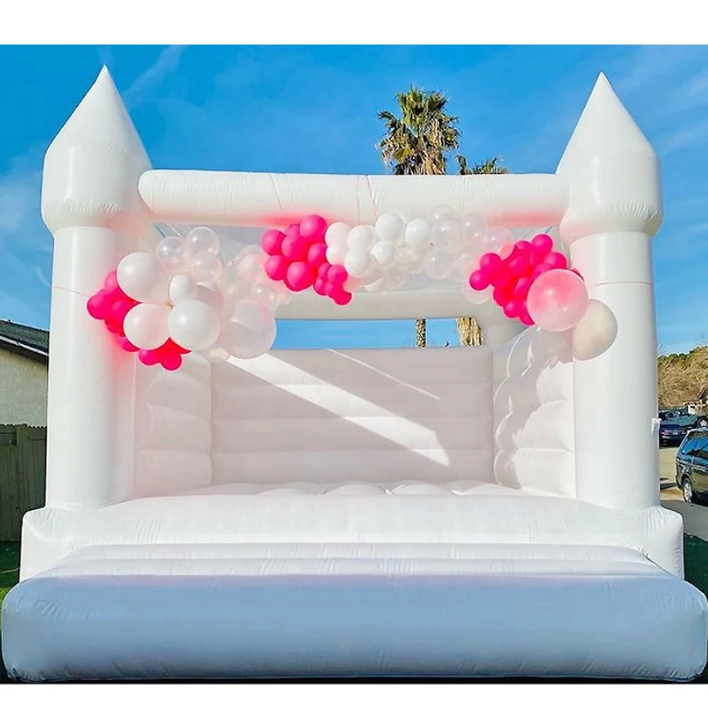 

wholesale Stylish white jumper Inflatable Wedding Bouncy Castle Bounce House Tent With Air Blower 13x13ft All PVC For Commercial