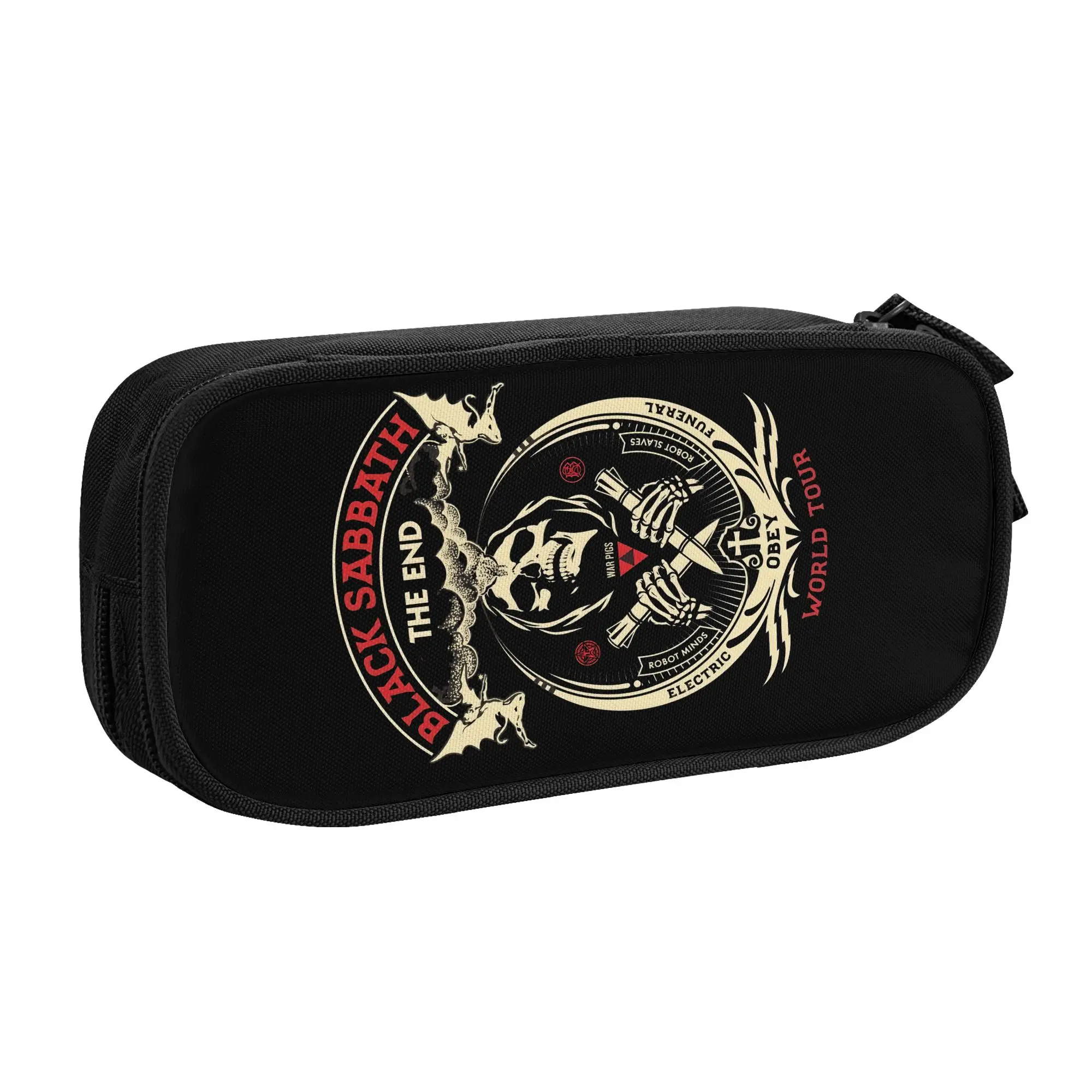 Kawaii English Heavy Metal Band Black Sabbath  Pencil Case for Girls Boys Large Capacity  Pencil Pouch School Supplies
