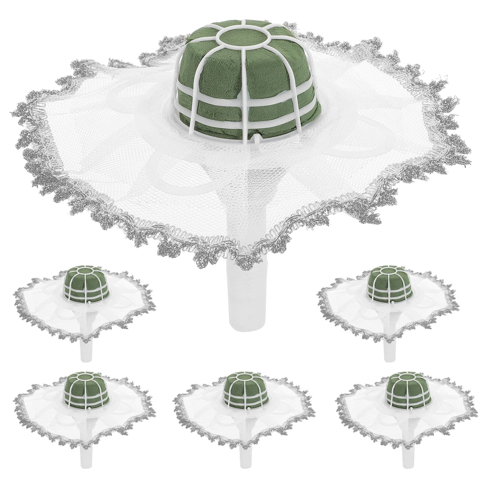 

6Set Bridal Bouquet Holders Lace Bouquet Collar Wedding Floral Handle Wedding Party DIY Flower Arrangement Holder Floral