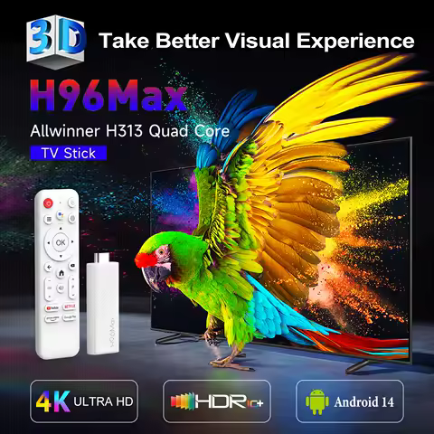 H96 MAX H313 Android TV Stick Allwinner H313 with 2.4G Wifi 5G Wifi6 Dual Brand 8GB 16GB 4K 3D HDR DC 5V 2A Voice Remote