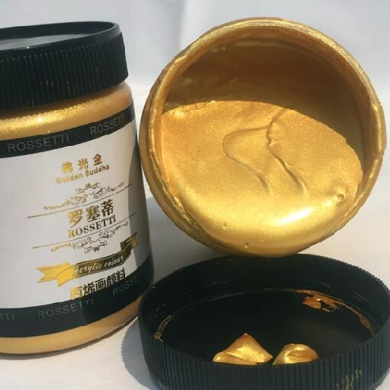 300ml Golden Acrylic Paint Buddha Statue High-end Outdoor  Waterproof Gold  Paint Glitter Paint DIY Painted Acrylic Paint