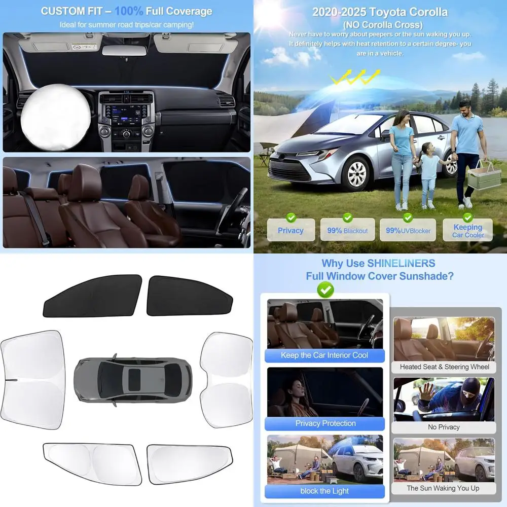 

Universal Car Window Shades, 2020-2025 Model Accessories, UV-Blocking Windshield Side & Rear Sunshades for Privacy and Outdoor C