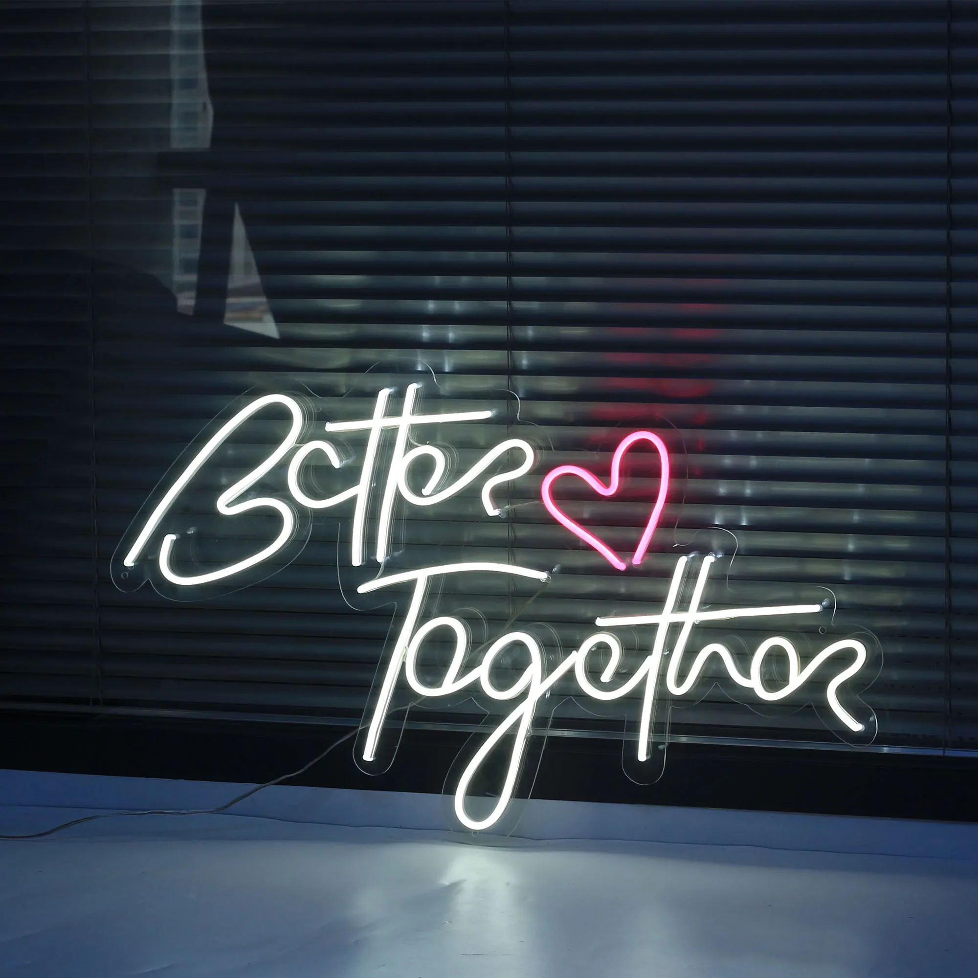 Better Together Neon Sign for Wall Wedding Engagement Party Bedroom Anniversary Valentines Day Gift Birthday Letter Decor Lights