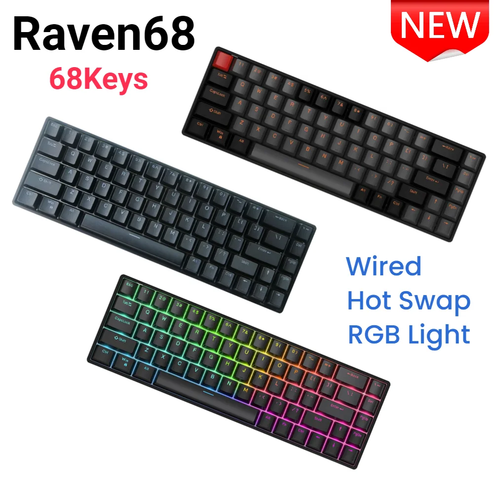 

Wired Magnetic Axis Mechanical Keyboard 8K Fast Trigger 68 Keys Esports Keyboard Hot Swap RGB Backlight for Gamer Home Office