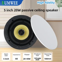 5.25 Coaxial High Fidelity Subwoofer Passive Full Range Ceiling Speaker Intelligent Home Background Music Theater Sound System