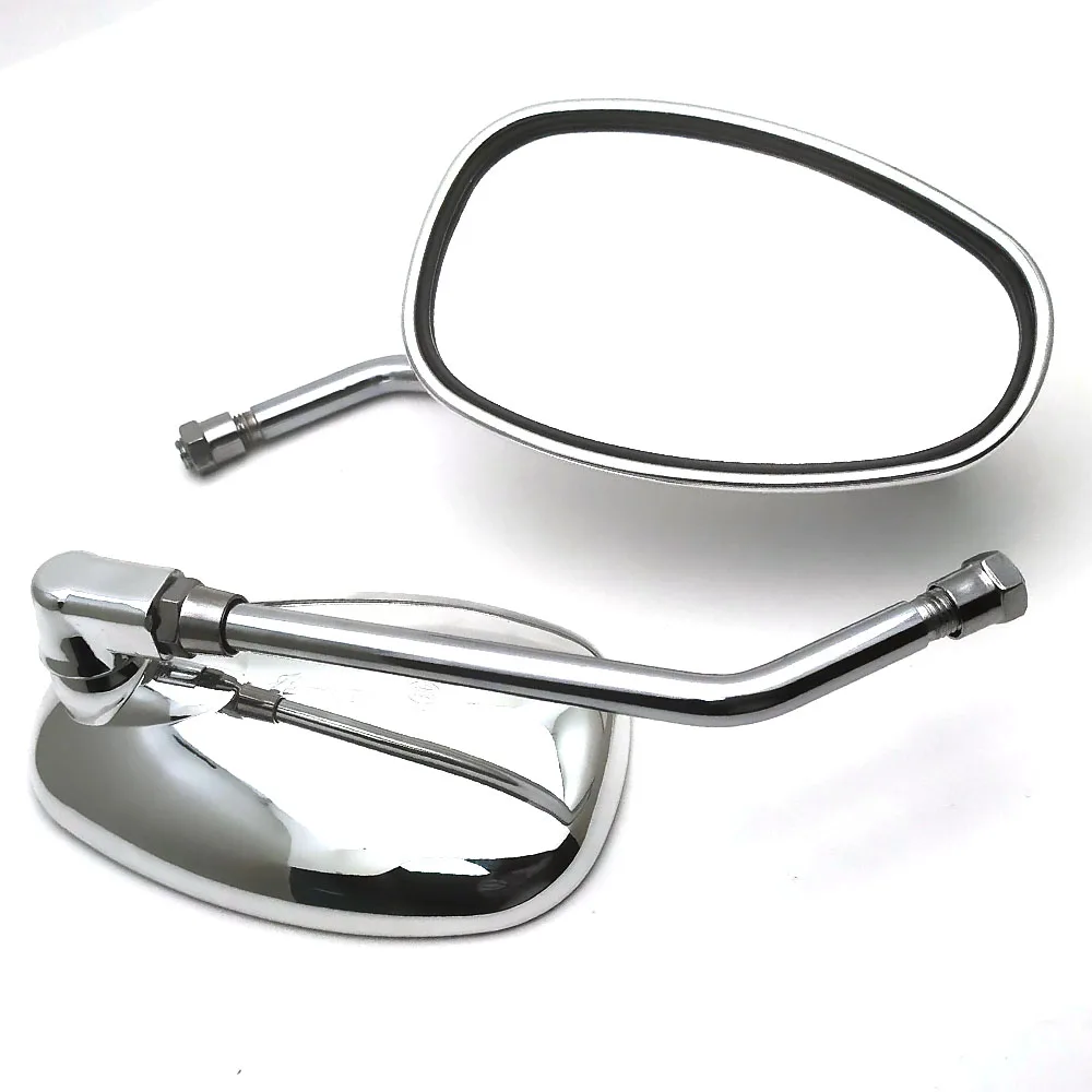 Motorcycle Rotatable Chrome Oval Side Mirrors 10mm M10 Thread for 125 Scooter Baron BMS Retro Lance Vintage Rear View Mirrors