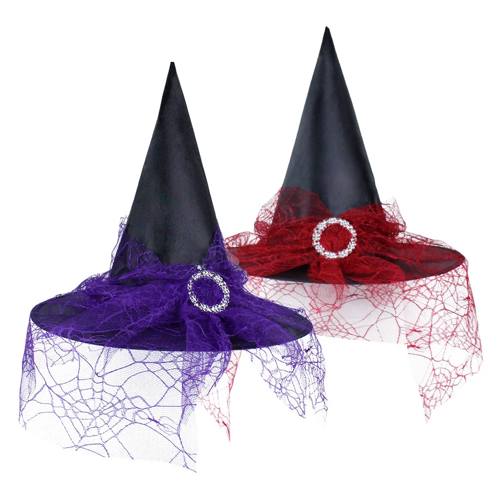 

Cosplay Party Unisex Witch Hat Casual Tide Christmas Present Halloween Adult Lace Cap Fashion Witch Headdress Dress Up Costume